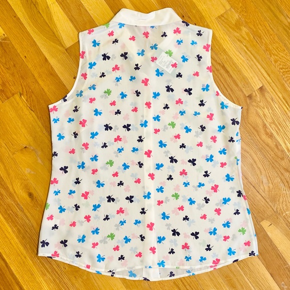 ☘️Lilly Pulitzer Resort White Tossed Mini Clover Andria Top🌈☘️ - Picture 5 of 11